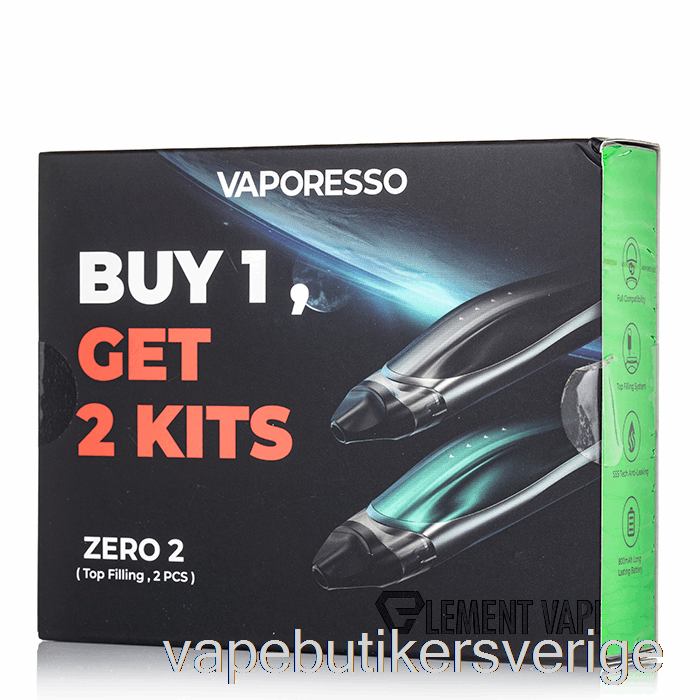 Vape Sverige Vaporesso Zero 2 Pod System 2-pack Promotion Svart + Svart Grön
